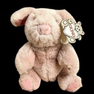 Gund Pigtails Pink Pig Stuffed Plush 1989 Doll Toy Sitting Used w/ tags